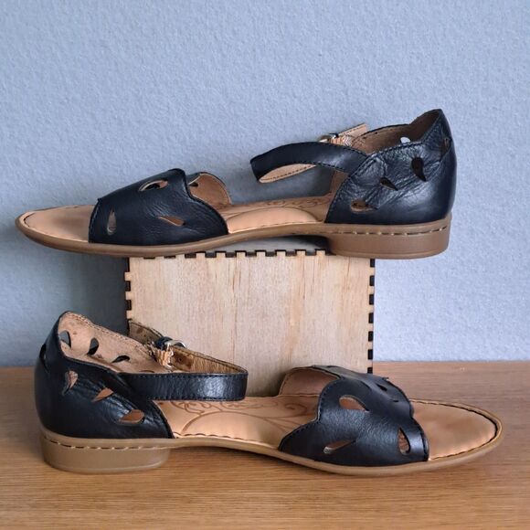 Born Janya Sandals Women's 8 Black Leather Comfort Ankle Buckle Strap Mary Jane - Picture 6 of 11